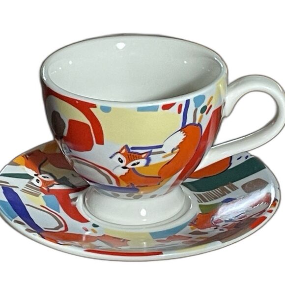 What the fox teacup and saucer funny modern tea time set for sarcastic birthday - Picture 2 of 9